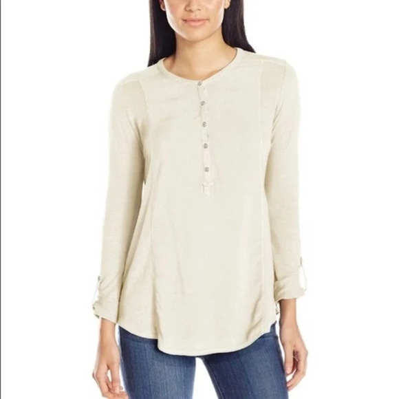 Lucky Brand Tops - LUCKY BRAND | Montecito White Henley Split Tail Small